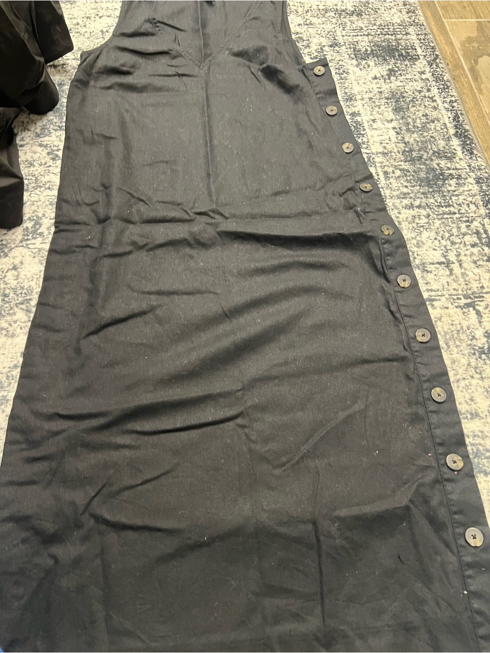 Button-Side Black midi dress